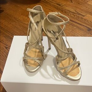 Guess Glittering Gold Strappy Heels